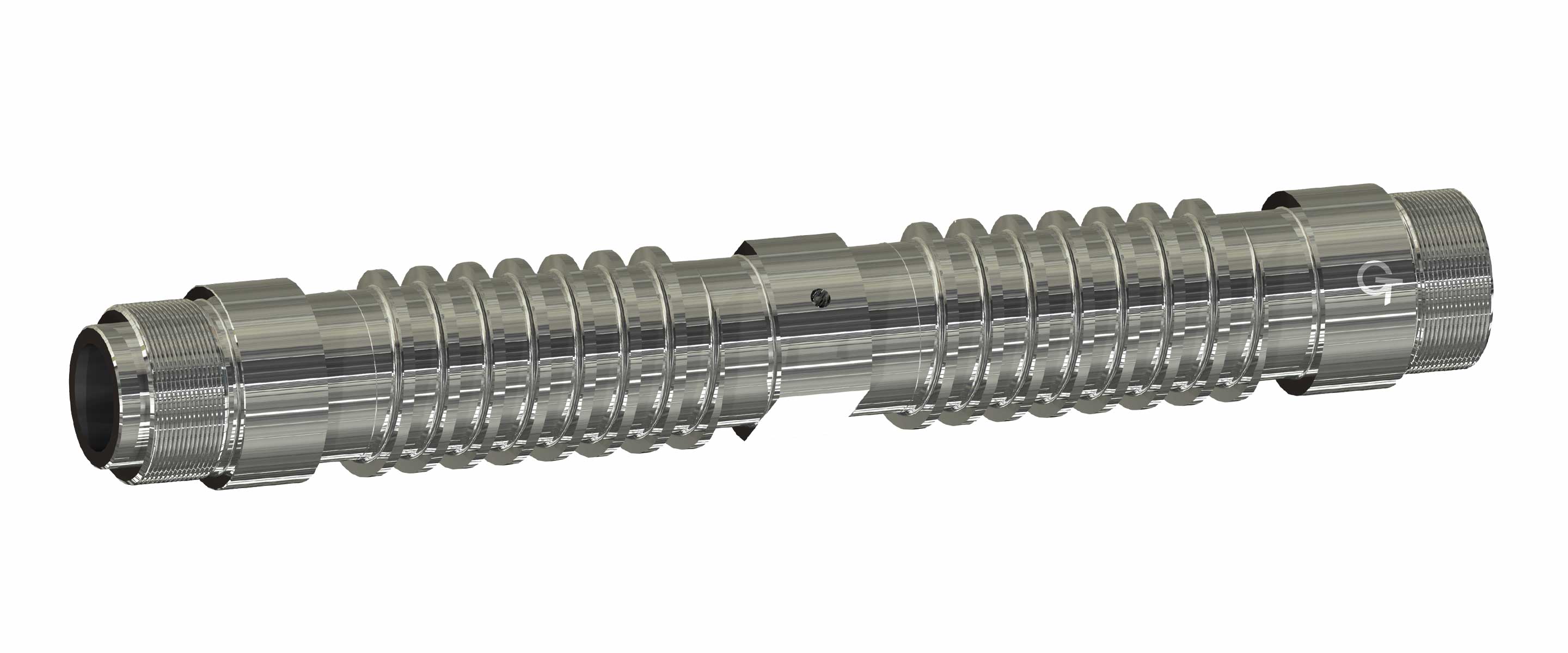 Der Elastomer-Zylinder wird aus Nitrierstahl oder Bimetall gefertigt. Der Einfüllbereich wird häufig mit einer Einzugstasche hergestellt.